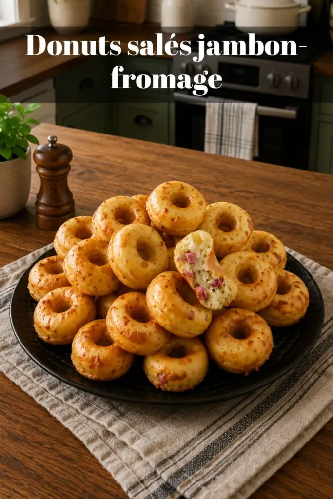 Donuts salés jambon-fromage moelleux : bouchées apéritives simples et savoureuses