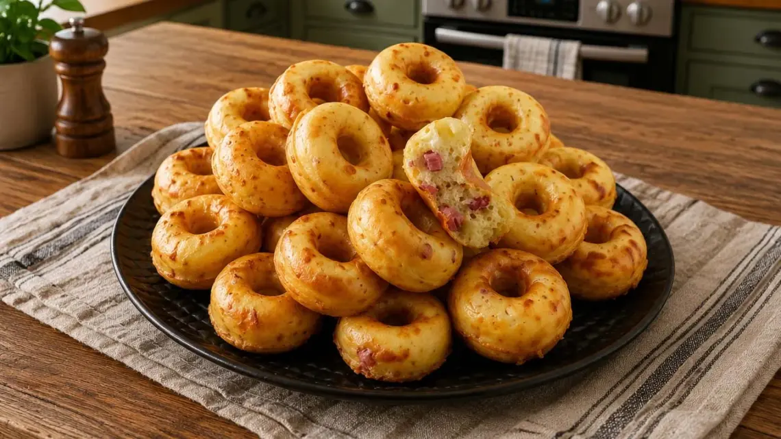 Donuts salés jambon-fromage moelleux : bouchées apéritives simples et savoureuses