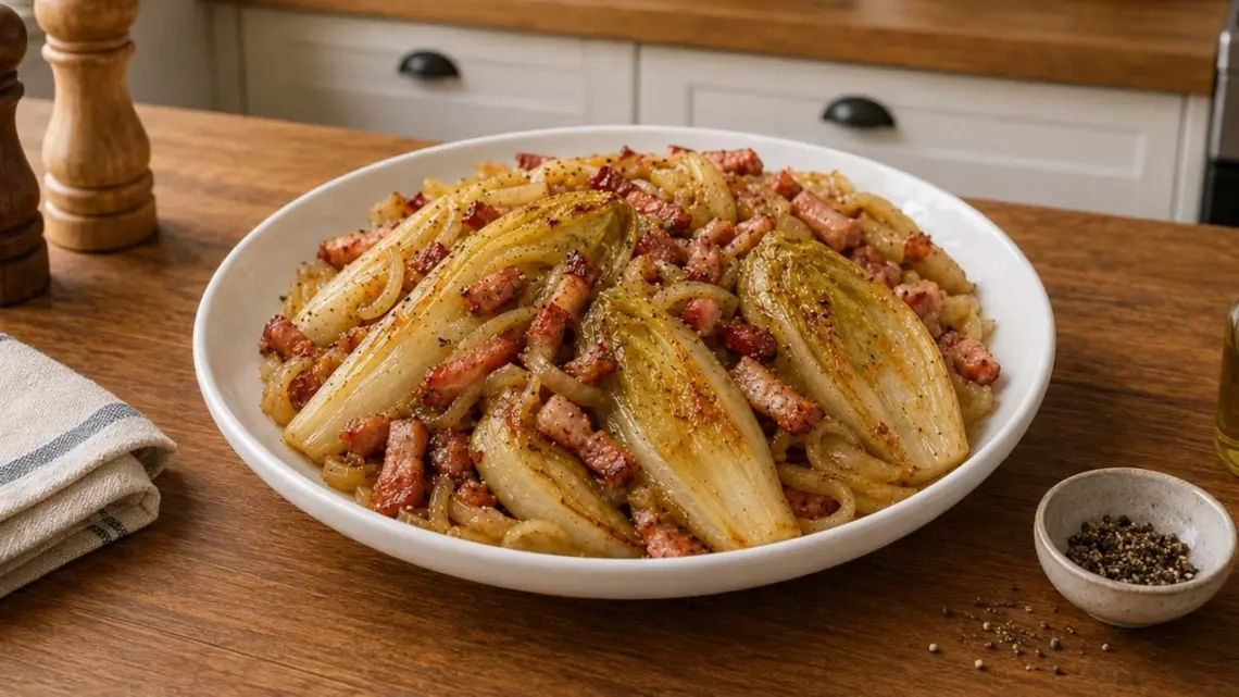 Endives braisées aux lardons et Oignons : la recette facile et savoureuse