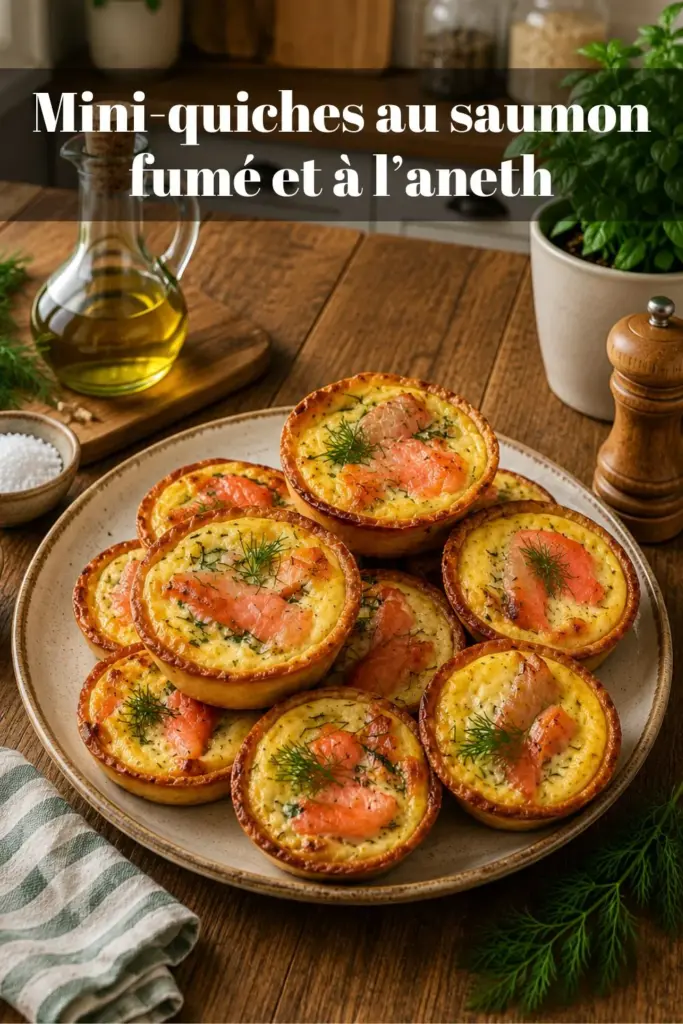 Mini-quiches au saumon fumé et à l’aneth : recette apéritive facile et raffinée