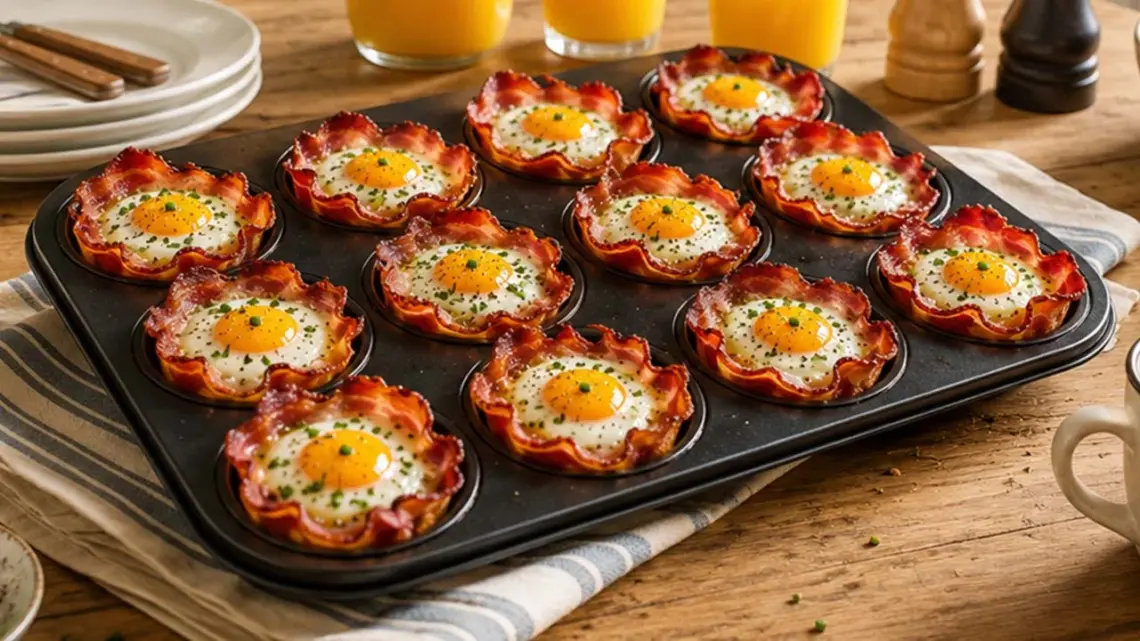 Muffins brunch au bacon et aux œufs : la recette idéale pour un brunch gourmand