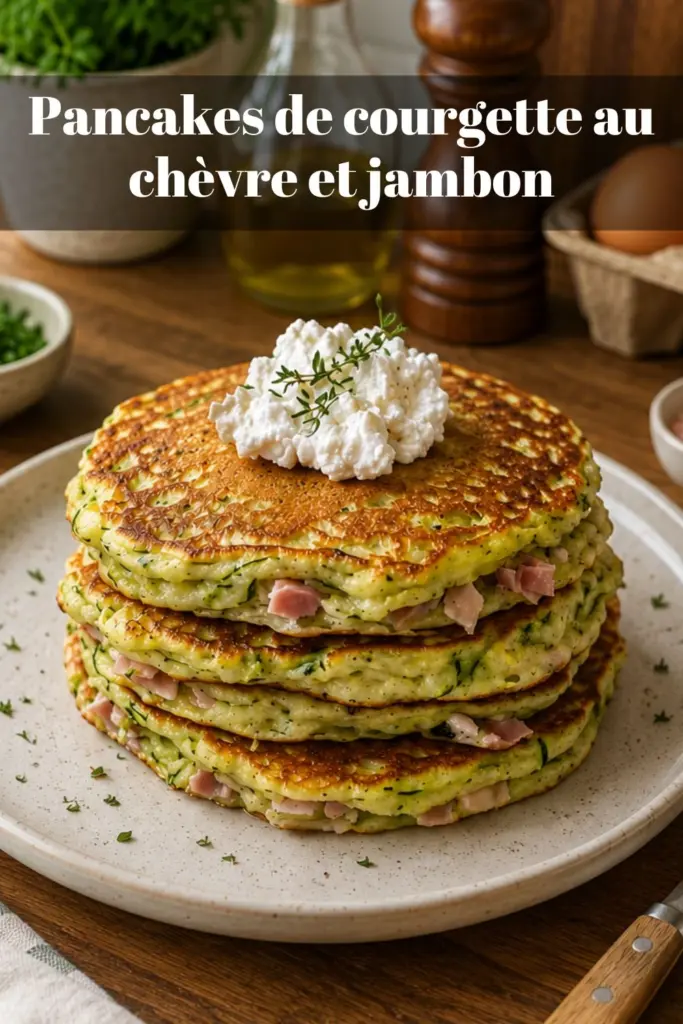 Pancakes de courgette au chèvre et jambon moelleux et savoureux
