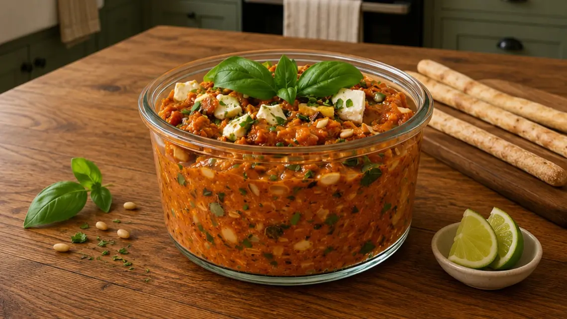 Poivronnade maison à la feta et basilic : recette apéritive facile et savoureuse