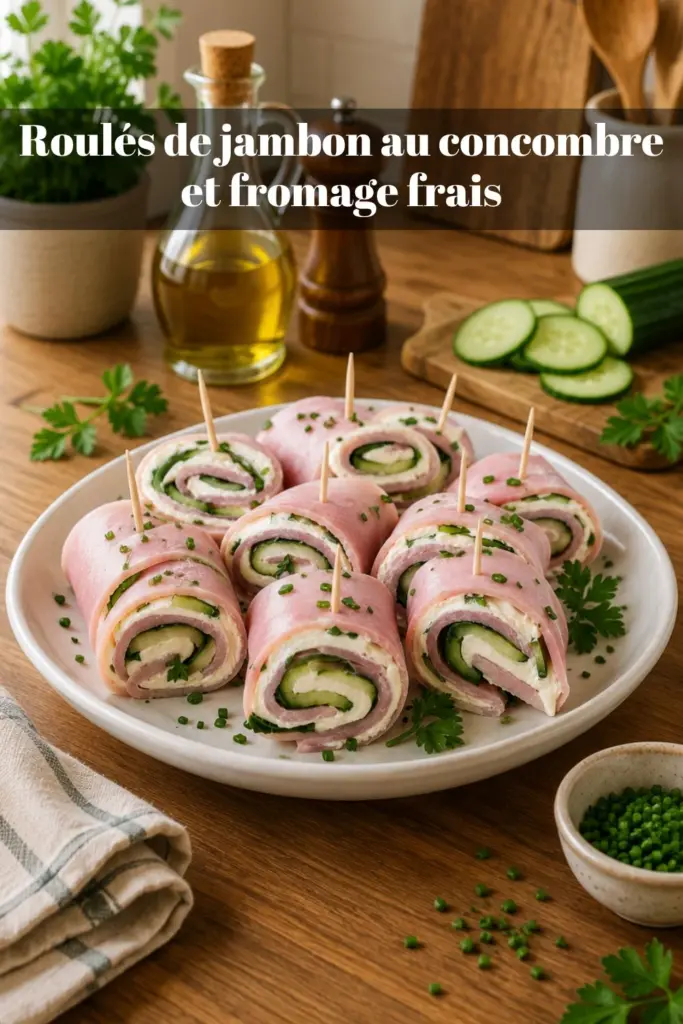 Roulés de jambon au concombre et fromage frais : recette légère et rapide