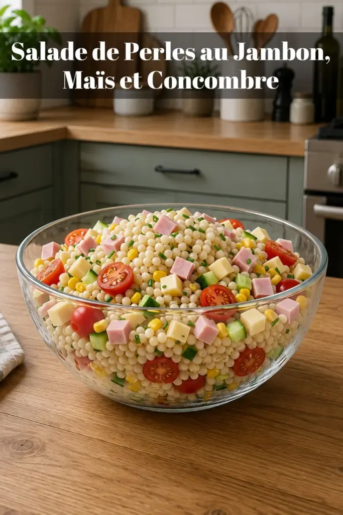 Salade de Perles au Jambon, Maïs et Concombre : Repas Léger et Rafraîchissant