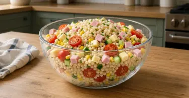 Salade de Perles au Jambon, Maïs et Concombre : Repas Léger et Rafraîchissant