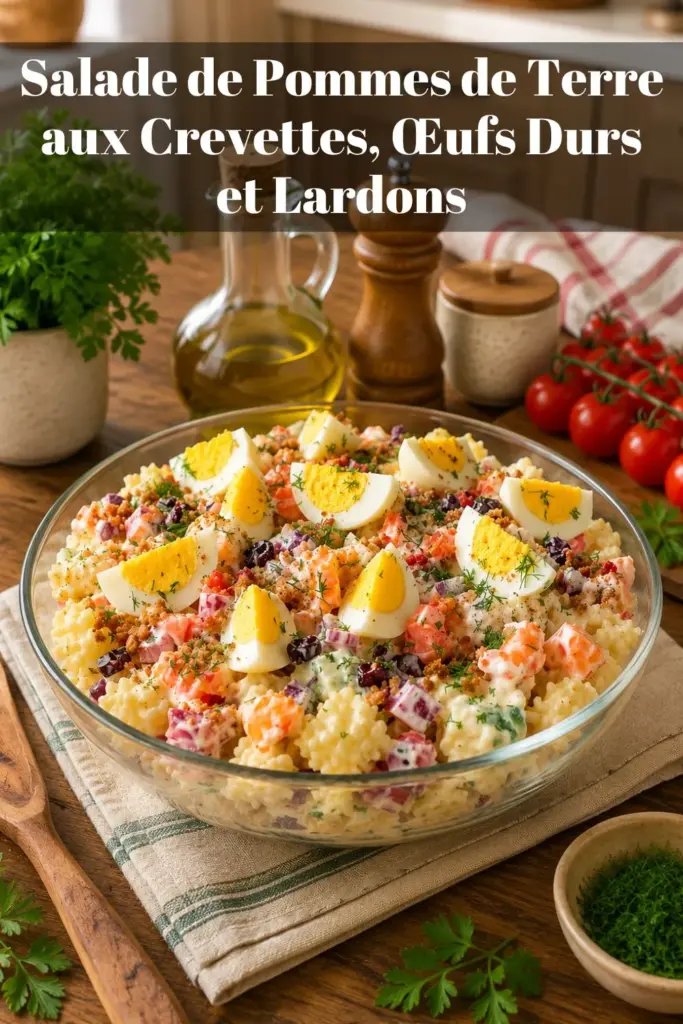 Salade de Pommes de Terre aux Crevettes, Œufs Durs et Lardons : Recette Fraîche et Complète