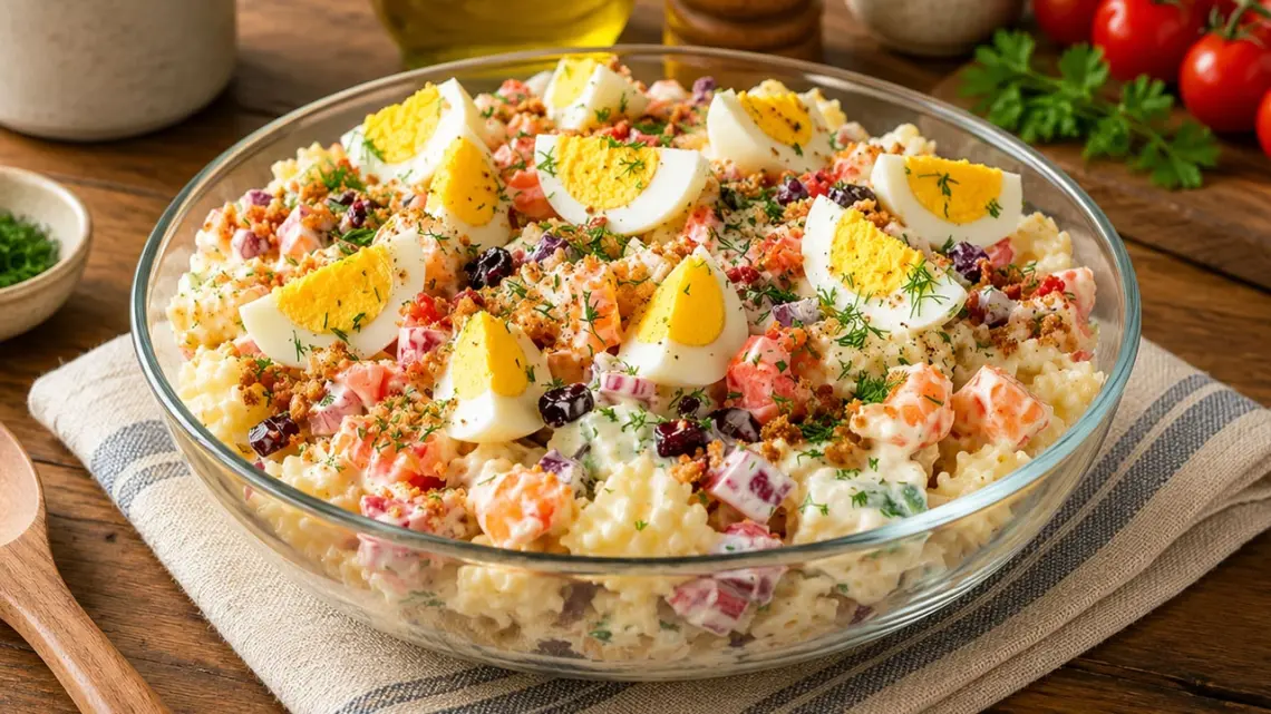 Salade de Pommes de Terre aux Crevettes, Œufs Durs et Lardons : Recette Fraîche et Complète