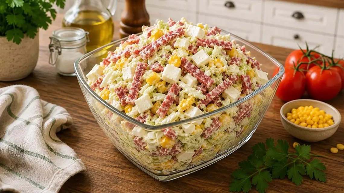 Salade de chou, salami et fromage : une recette fraîche, complète et gourmande