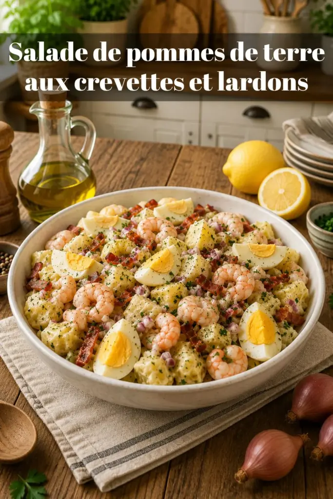 Salade de pommes de terre aux crevettes et lardons : recette fraîche et gourmande