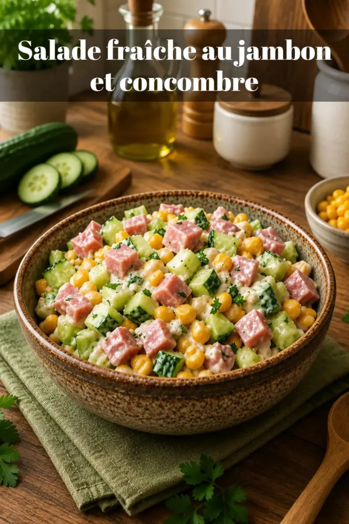 Salade fraîche au jambon et concombre : légère et croquante