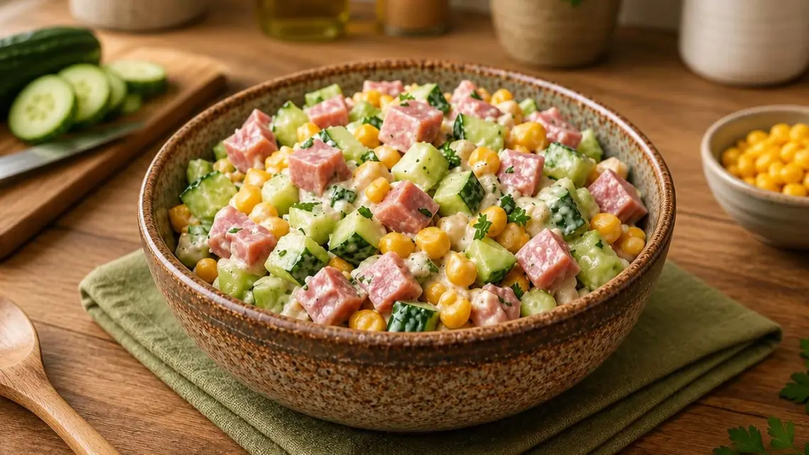 Salade fraîche au jambon et concombre : légère et croquante