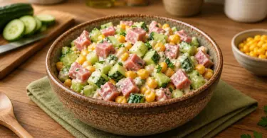 Salade fraîche au jambon et concombre : légère et croquante