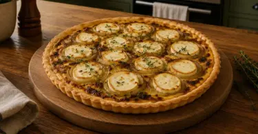 Tarte poulet chèvre miel facile : recette gourmande sucrée-salée au four