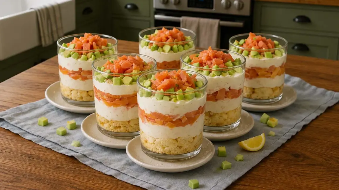 Tiramisu au saumon fumé en verrine : recette apéritive chic et facile