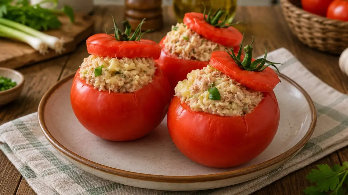 Tomates farcies froides aux pommes de terre et au thon