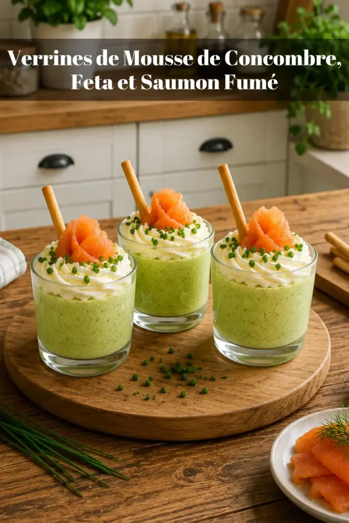 Verrines de Mousse de Concombre, Feta et Saumon Fumé : une entrée fraîche et élégante