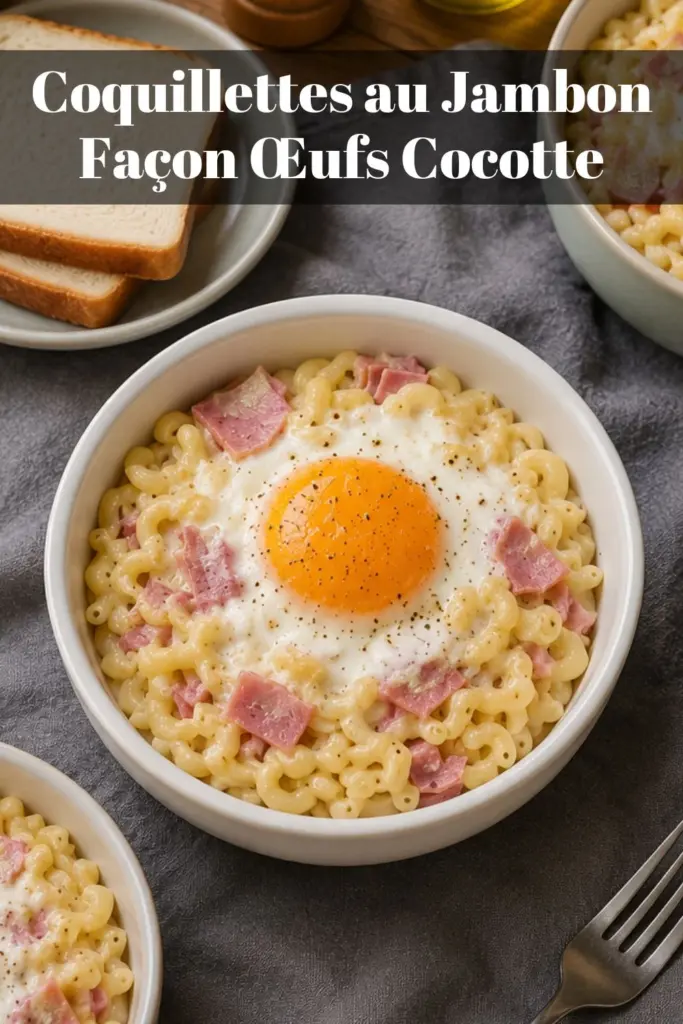 Coquillettes au Jambon Façon Œufs Cocotte : Recette Facile et Gourmande