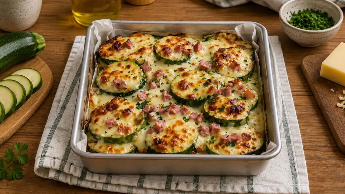 Gratin de courgettes à la mozzarella et au jambon : la recette facile au four