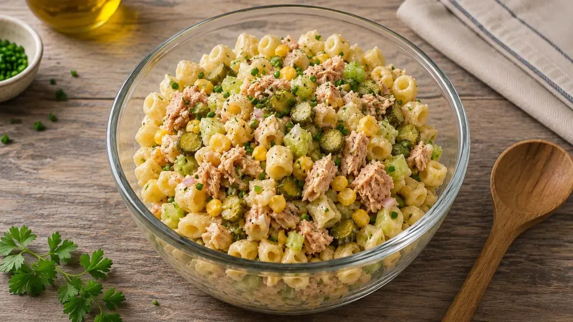 Salade de Pâtes au Thon, Maïs et Céleri : Recette Froide Facile et Gourmande
