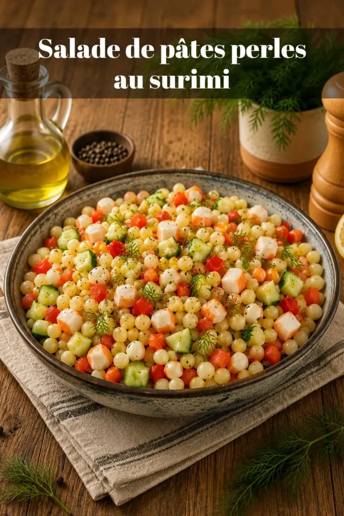 Salade de pâtes perles au surimi : la recette fraîche et facile