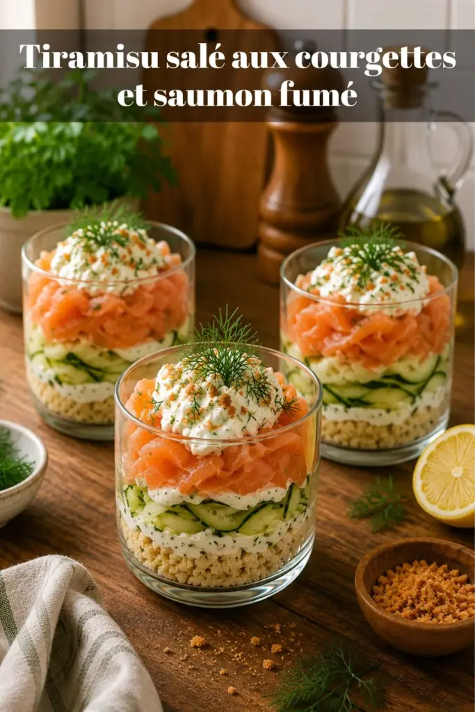 Tiramisu salé aux courgettes et saumon fumé : une entrée fraîche et raffinée