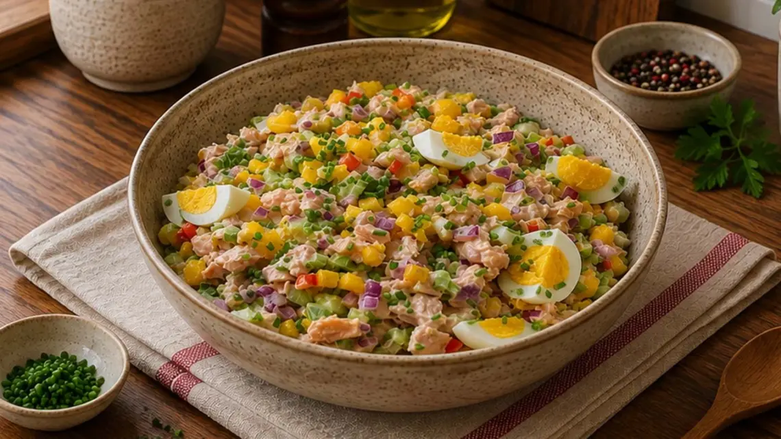 Salade de Thon aux Œufs et Légumes Croquants : Recette Facile