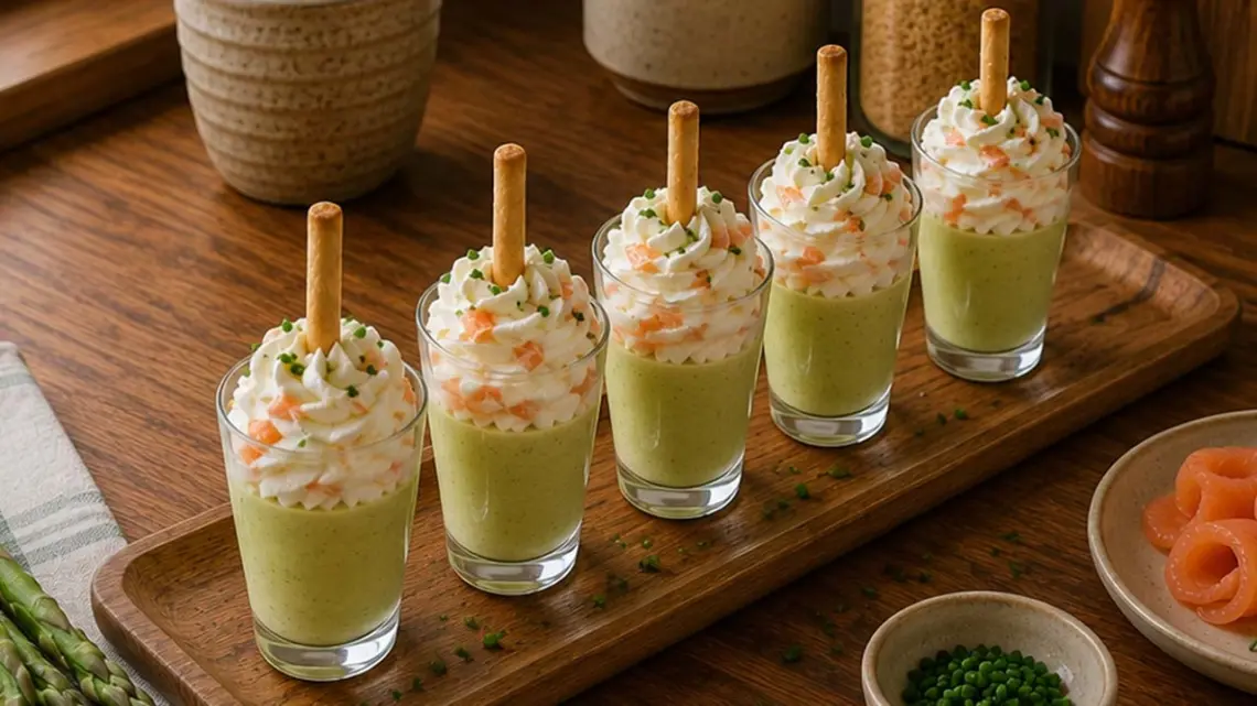 Verrines de Crème dAsperges et Chantilly au Saumon Fumé : Entrée Raffinée