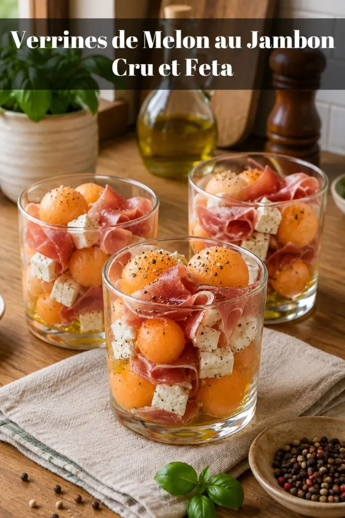 Verrines de Melon au Jambon Cru et Feta : Entrée Fraîche et Facile