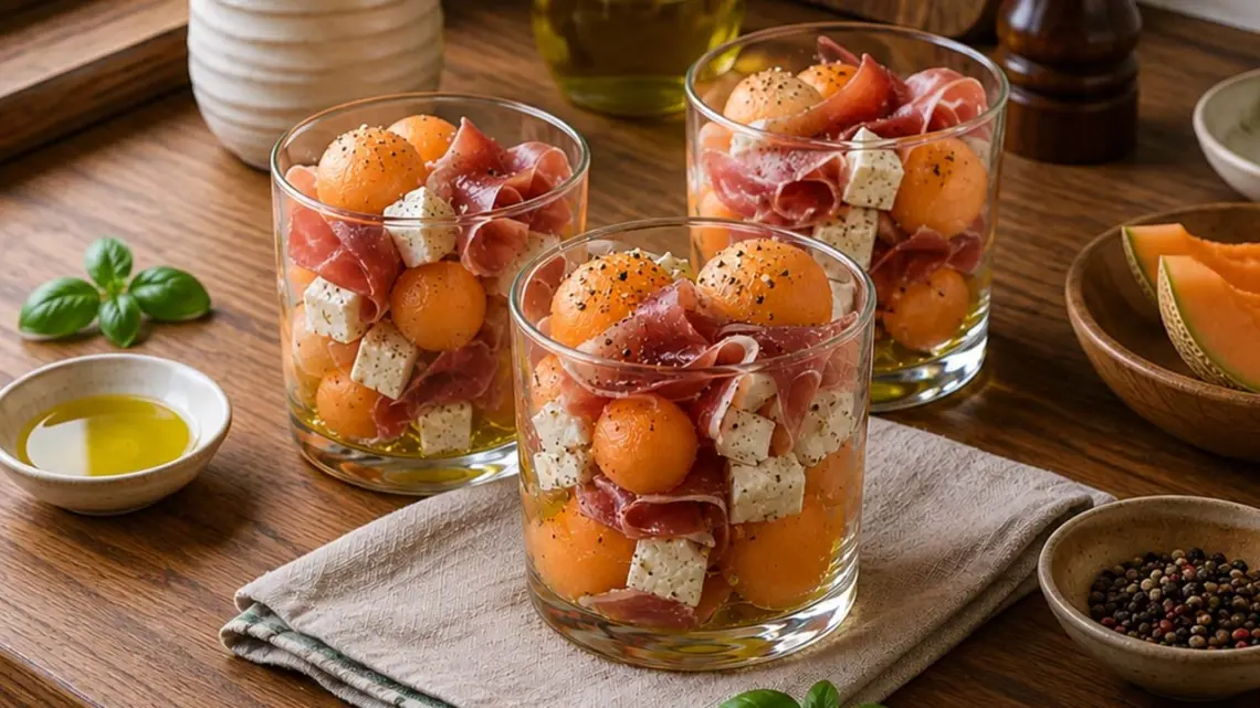 Verrines de Melon au Jambon Cru et Feta : Entrée Fraîche et Facile